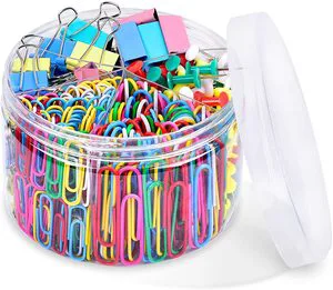 240pcs Nickel-Colored Binder Clips Colorful Plastic Paper Clips with Flat Metal Plate Design for Office and School Use