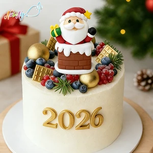 Wholesale Stock Food Grade Safe 3D Santa Claus Figurine Shaped Edible HALAL Sugar Cake Topper Decoration for Christmas New Year