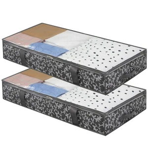 Large Capacity Eco-Friendly Fabric Storage Bag Square Pattern Foldable Bed Clothes Compression Zipper Organizer Modern Packaging