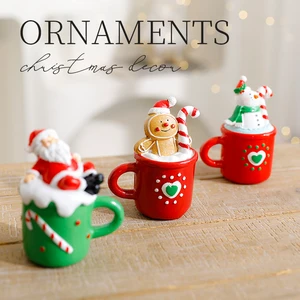 Hot Selling Christmas Tea Cup Table Ornaments With Snowman And Santa Claus Inside Modern Popular Christmas Gifts Decoration