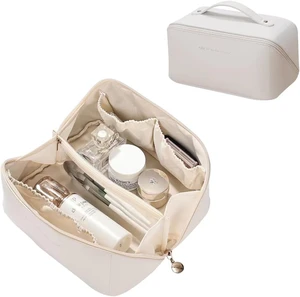 Cosmetic Bag Large Travel Makeup Bag with Compartments Waterproof PU Leather Travel Makeup Organizer and Storage Toiletry Bag