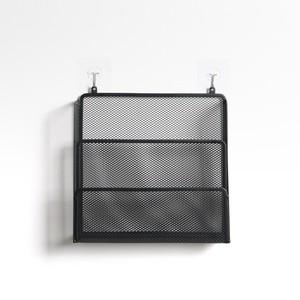 Best-selling Metal Mesh Wall-mounted Office Storage Racks Document Holders No-drill Tiered Minimalist-style Storage