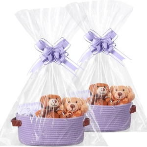 Cotton Rope Woven Gift Basket With Bag And Ribbon 30x20x13cm Soft Shelf Pet Baskets Organizing Storage Basket For Baby Toys