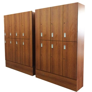 Mouldproof Wood Grain HPL Assembled Gym Key Locker Cabinet with 4 Compartments and 2 Shelves