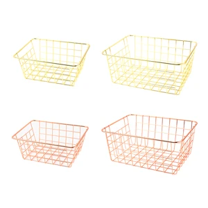High Quality Modern Square Iron Wire Mesh Storage Basket for Organization Home Use Office Bathroom Storage Basket