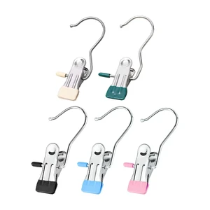 Stainless Steel Clothespins Laundry Clothes Pegs With Hook Portable Hanging Clothes Clip Wardrobe Clothes Organizer Hanger