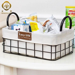 Hot Sale Cheap Eco-Friendly Metal Power Coated Small Wholesale Wire Baskets with Removable Fabric Liner