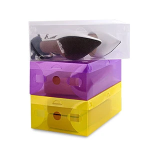Wholesale Clear Plastic Collapsible Transparent Folding Shoe Box Square Shape Stackable Living Room Home Storage Carton 6-10L