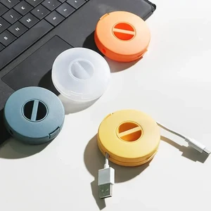 Cable Organizer Rotating Cable Winder Box Plastic Portable Wire Storage Case Phone Holder Mouse Wire Earphone Cord Storage