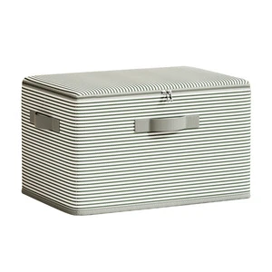 Multipurpose Fabric Clothing Storage Bins Under Bed Striated Folding Box Collapsible Storage Boxes With Lids