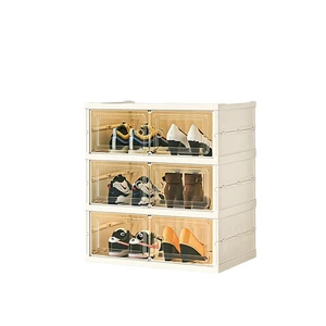 Sneaker Display Storage Boxes Foldable Clear Stackable Plastic Organizers Large Capacity for Sneaker Collection Closet