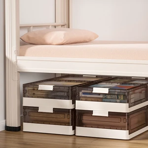 Sesame Under Bed Plastic Storage Bin & Box Foldable Flip Cover Latch Bin Beneth Bed Sofa Desk Space Saving Wardrobe Organizer