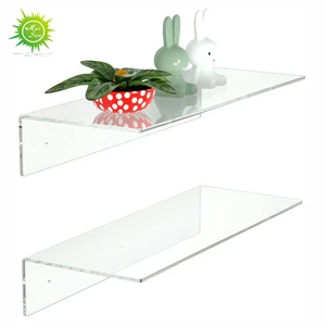 Clear Acrylic Floating Wall Mounted Storage Shelf for Figures Collections Plant Photo Books