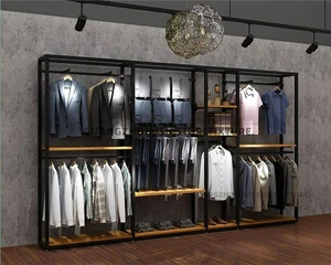 MDF Shelves Square Clothing Display Rack Clothing Store Display Hangers & Racks Men's and Women's Floor Type Clothes Shelf