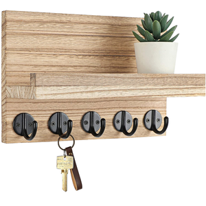 Large Modern Simplicity Wooden Wall-Mounted Sustainable Key Holder Decorative Rack With Cleaning Tools Key/Clothes Hooks Storage