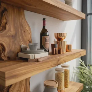Reclaimed Wood Coat Rack Hallway Walnut Wall Shelf Bathroom Kitchen Toiletry Organizer Wall Mounted Floating Shelf