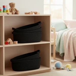 Multifunction Woven Storage Basket 5pcs Set Durable Cotton Rope Household Storage Baskets Set for Sundries