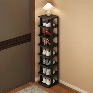 Modern 7/8-Layer Small Folding Shoe Rack Stand Vertical Narrow Stackable Shoe Organizer Thickened Plastic Bag Storage Shoe Rack