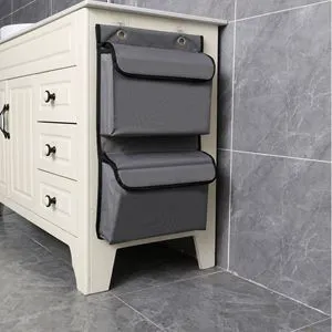 Oxford Waterproof 2-Compartment Multi-Purpose Storage Hanging Bag Lid Bathroom/Toilet Over-the-Door Wall-Mounted Organizer