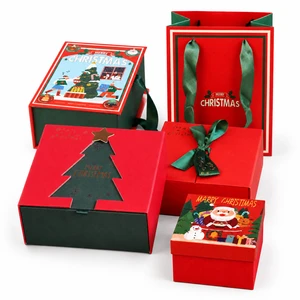 Complete Christmas Packaging Set With Book-Style, Lid-and-Base Gift Boxes And Paper Bags, Fully Custom Factory Supply Service