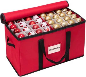 Christmas Ornament Organizer Foldable Eco-Friendly Modern Non-Woven Fabric Storage Box with Lid 61x30x30cm
