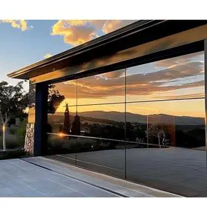 XIYATECH Hot Sale New Style Black Mirror Automatic Tempered Glass Garage Doors Frameless Sectional Glass Garage Door