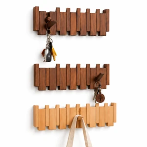 Modern Wooden Foldable Wall Key Holder Rack Space Saving Hidden Hooks Decorative Entryway Organizer for Home Office and Hallway