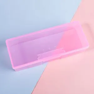 LRLY-1 Item Plastic Rectangle Nail Tool Box With Holes For Makeup Brush And Jewelry Storage Transparent Colorful Design