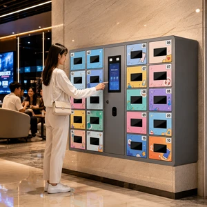 Smart Mobile Phone Charging Locker Cabinet Self Service Secure Cell Phone Charging Station With Touch Screen Acrylic Door