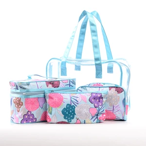 Custom Logo PVC Transparent Clear Zipper Organizer Cosmetic Bag Travel Toiletry Wash Pouch Bag Waterproof Bath Makeup Bag
