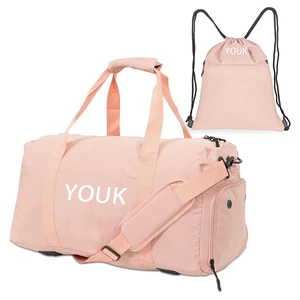 Unisex Large Nylon Polyester Gym Bag Waterproof Travel Workout Duffle Zipper Closure Sports Compartment Men's Women's Shoes Set