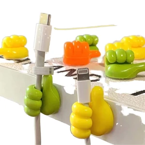 Factory Wholesale Thumb Wire Hook Creative Storage Three Finger Small Hand Hook Traceless Data Cable Organizer