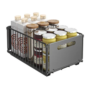 Pull Cabinet Organizers Wire Heavy Duty Foldable Slide Drawers Standing Multifunctional Drawer Organizer Baskets Storage