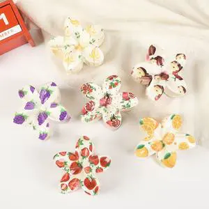 Hot Sale New Design Cute 8cm Acetate Acrylic Fruit Hair Claws Women Girls Hawaiian Bauhinia Plumeria Hair Claw Clips Accessories