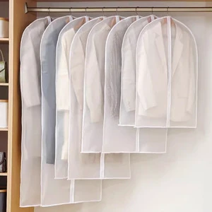 Clothing Dust Cover Non Woven Fabric Rectangle Hook Type Moisture Proof For Suit And Coat Storage Wardrobe Use