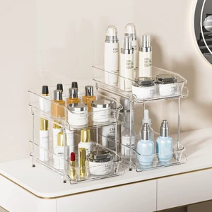 Kitchen Cabinet Organizer Bathroom Pull Out Drawer Cabinet Organizer 2-Tier Clear Under Sink Organizer