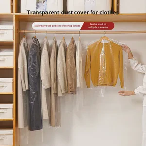 Large Transparent PVC Foldable Household Clothes Storage Bag 60x80cm Disposable Dry Cleaning Shop Garment Dust Cover