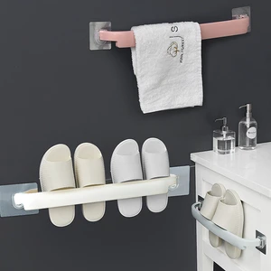 Sesame Multifunctional Wall-mounted Storage Rack NO Drilling Towel Bar Single Towel Rack for Bathroom Kitchen PP+ABS Material