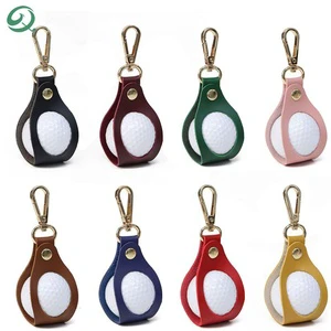 New Design Leather Golf Ball Sleeve Bag Balls Holder Mini Portable Waist Golf Pouch Golf Ball Bag With Metal Buckle Clip