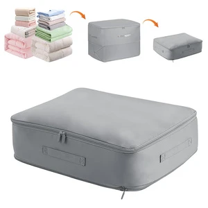 Heavy Duty Double Polyester Clothing Storage Bags Zipper Foldable Space Saving Self Compression Organizer Premium Packaging Cube