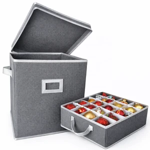Strong Seasonal Volume Fabric Collapsible Christmas Ornament Storage Box with 35L Capacity PP Plastic for Holiday Decoration