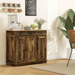 Kitchen Storage Cabinet Solid Wood Antique Finish With Drawers And Doors For Efficient Organization