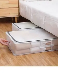 Durable Modern Under Bed Storage Box Foldable Mesh Organizer for Bedroom Furniture White