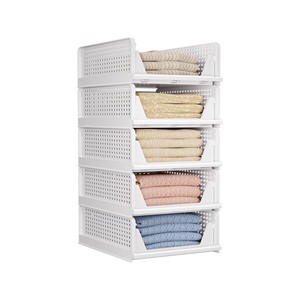 Plastic Drawer Organizer Stackable Shelf Baskets Cloth Closet Containers Bin Cubes Folding Wardrobe Storage Box