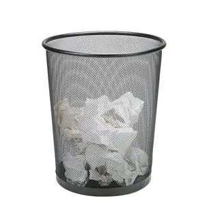 Wholesale Black Iron Wire Metal Round Mesh Trash Can Office and Kitchen Paper Waste Bin Mesh Basket Dustbin Office Supplies