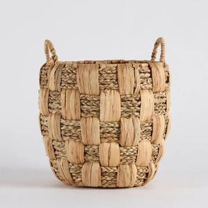 Water Hyacinth Woven Storage Baskets with Handle