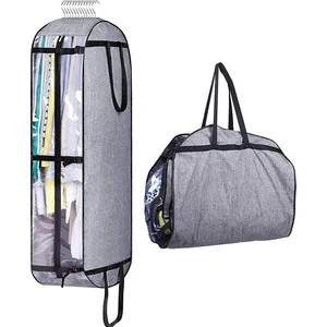 Gusseted Oxford Gray/Black Garment Bag with Zippers for Hanging Clothes Storage Portable Closet Use for Coats & Jackets