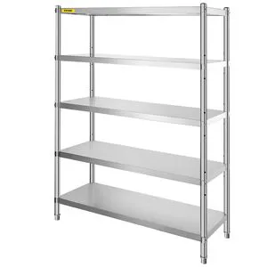 48x18.5 Inch Heavy Duty Stainless Steel Rack Shelving 5 Tier Adjustable Shelf Storage Unit Garage Shelves