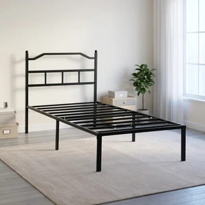 Durable Powder Coated Finis Industrial Style 14 Inch Metal Platform Bed Frame With LED Lighting And Under Bed Storage Space