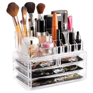 Wholesale Acrylic Plastic Make up Clear Cosmetic Makeup Drawer Organizer Storage Box for Cosmetics With Drawers